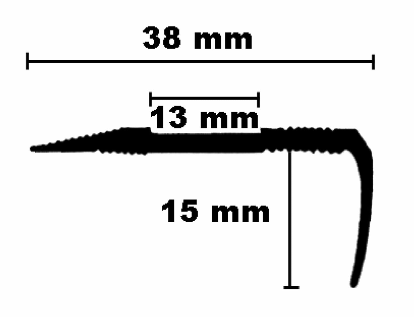 15/38 mm Treppenkantenprofil gebohrt mit Gleitschutzeinlage