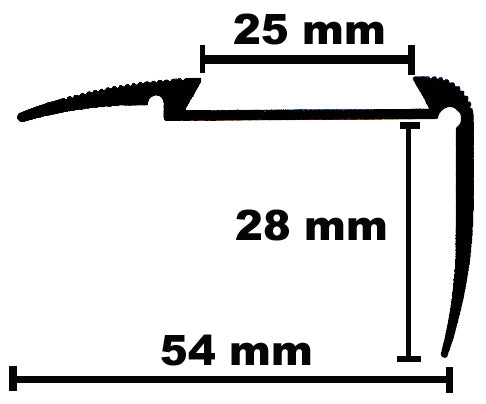 28/54mm Treppenkantenprofil gebohrt mit Gummieinlage